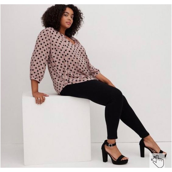 TORRID Georgette Bow Tie Blouse Size 0 - Picture 2 of 7